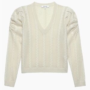 Frame Denim Cashmere Cream V-Neck Sweater, Size XS